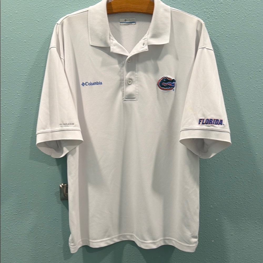 Columbia White Men's Short-Sleeve Polo with Florida Gators Logo
